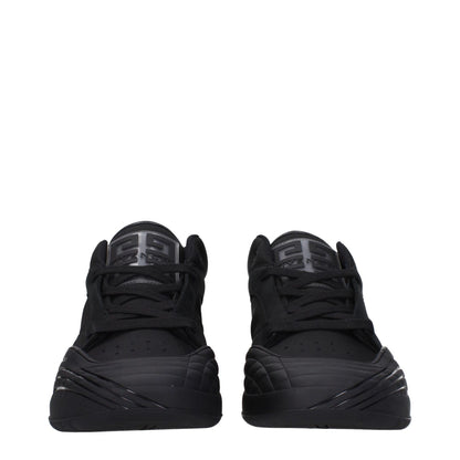 Givenchy Black Fabric Low Top Sneakers with front, side, and back logos, casual style, lace-up closure, rubber sole, round toe.