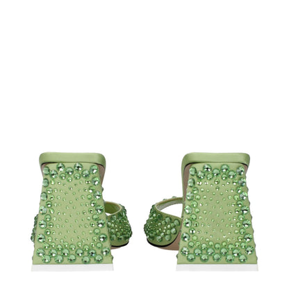 The Attico Green Satin Stiletto Heel Sandals