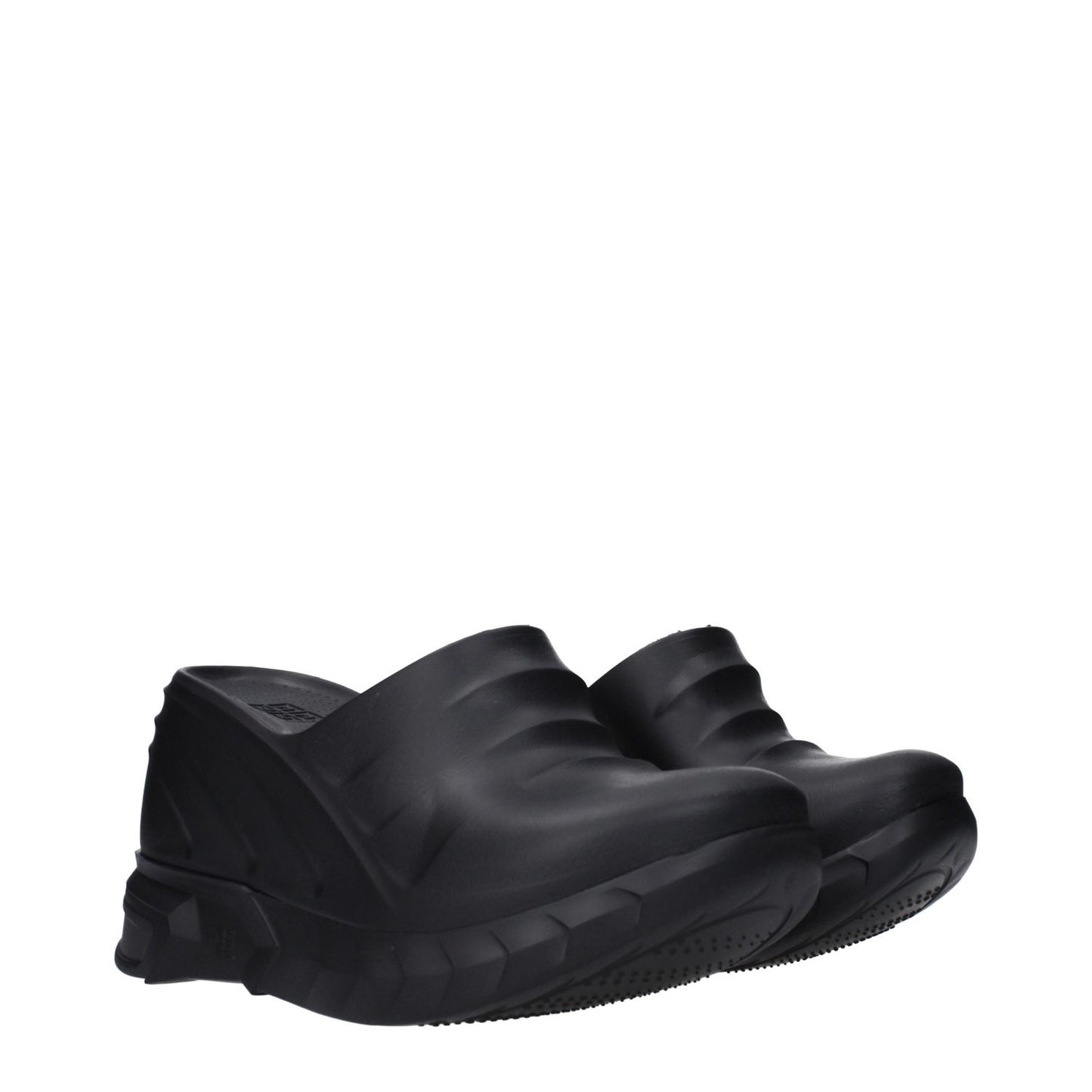 Givenchy Black Cotton Slippers with side logo, wedge heel, round toe, made of rubber, casual style, SKU: BE305UE0Y9001