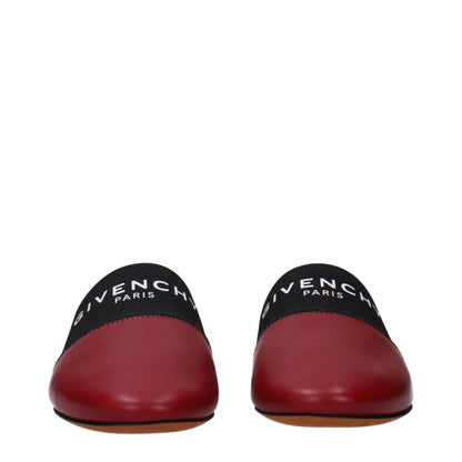 Givenchy Red Leather Slippers with front logo, casual style, leather sole, round toe, low flat heel, MPN BE2002E01H607.