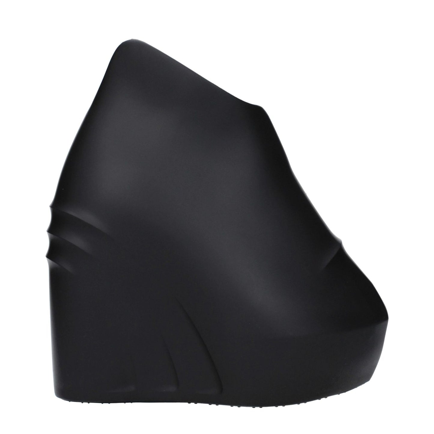 Side view of Givenchy Black Cotton Wedge Sandals showing rubber sole and modern design with 5 cm wedge height.