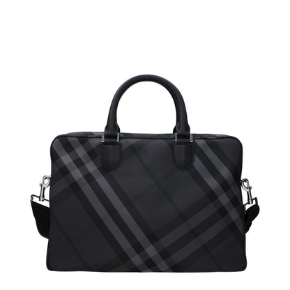 Burberry Gray Fabric Business And Laptop Bag