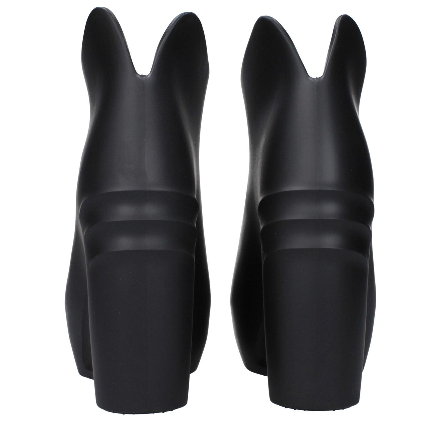 Back view of Givenchy Black Cotton Wedge Sandals with black rubber sole and 5/16 cm wedge heel.