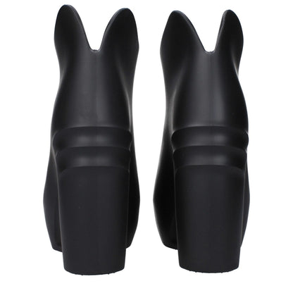 Back view of Givenchy Black Cotton Wedge Sandals with black rubber sole and 5/16 cm wedge heel.