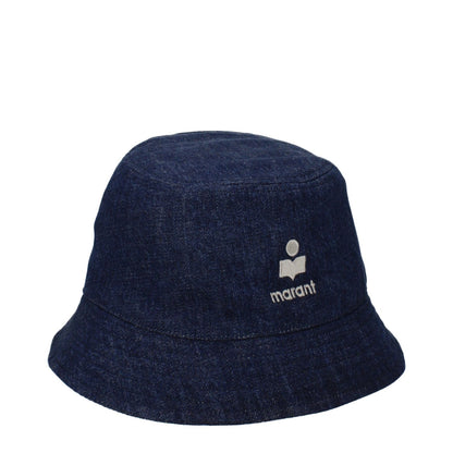 Isabel Marant Blue Cotton Bucket Hat with front logo, MPN CU001XFCB3C04A30BU, 100% cotton.