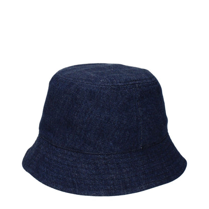 Isabel Marant Blue Cotton Bucket Hat with front logo, MPN CU001XFCB3C04A30BU, made of 100% cotton. Fashion accessory for stylish looks.