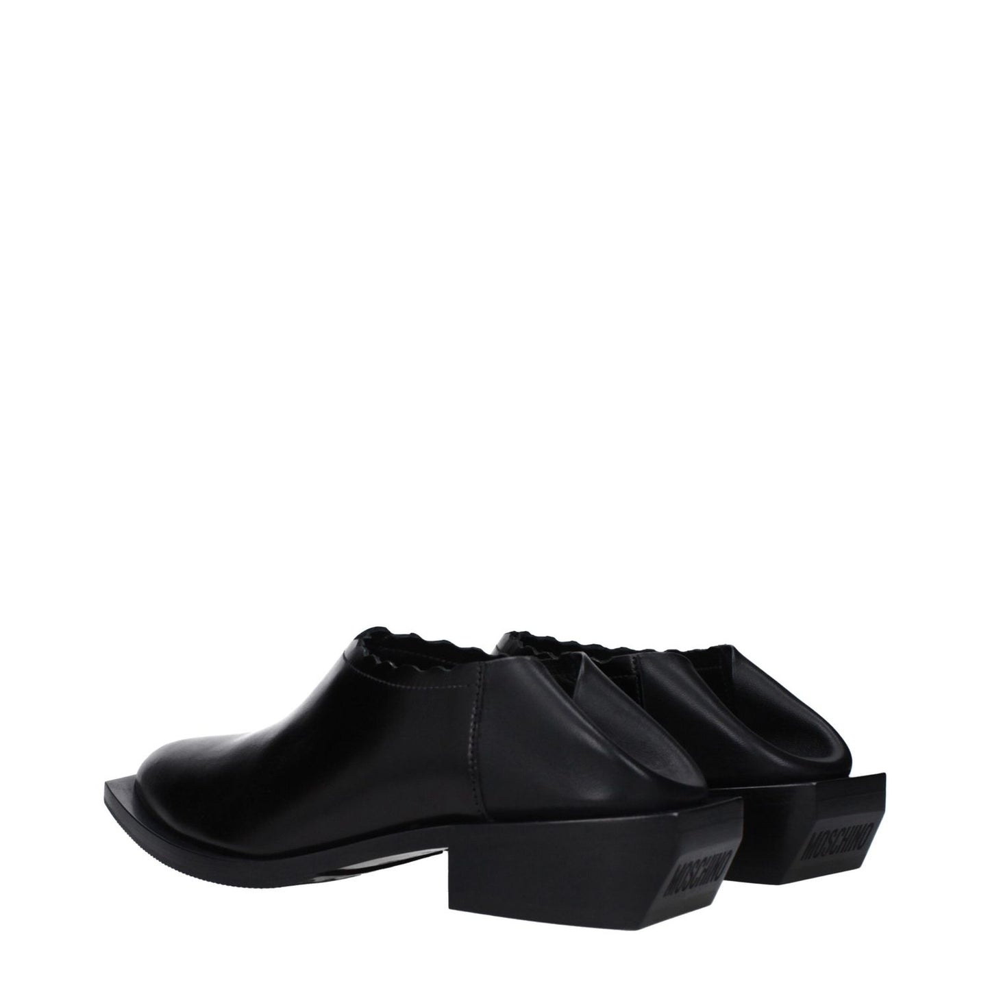 Moschino Black Leather Mules