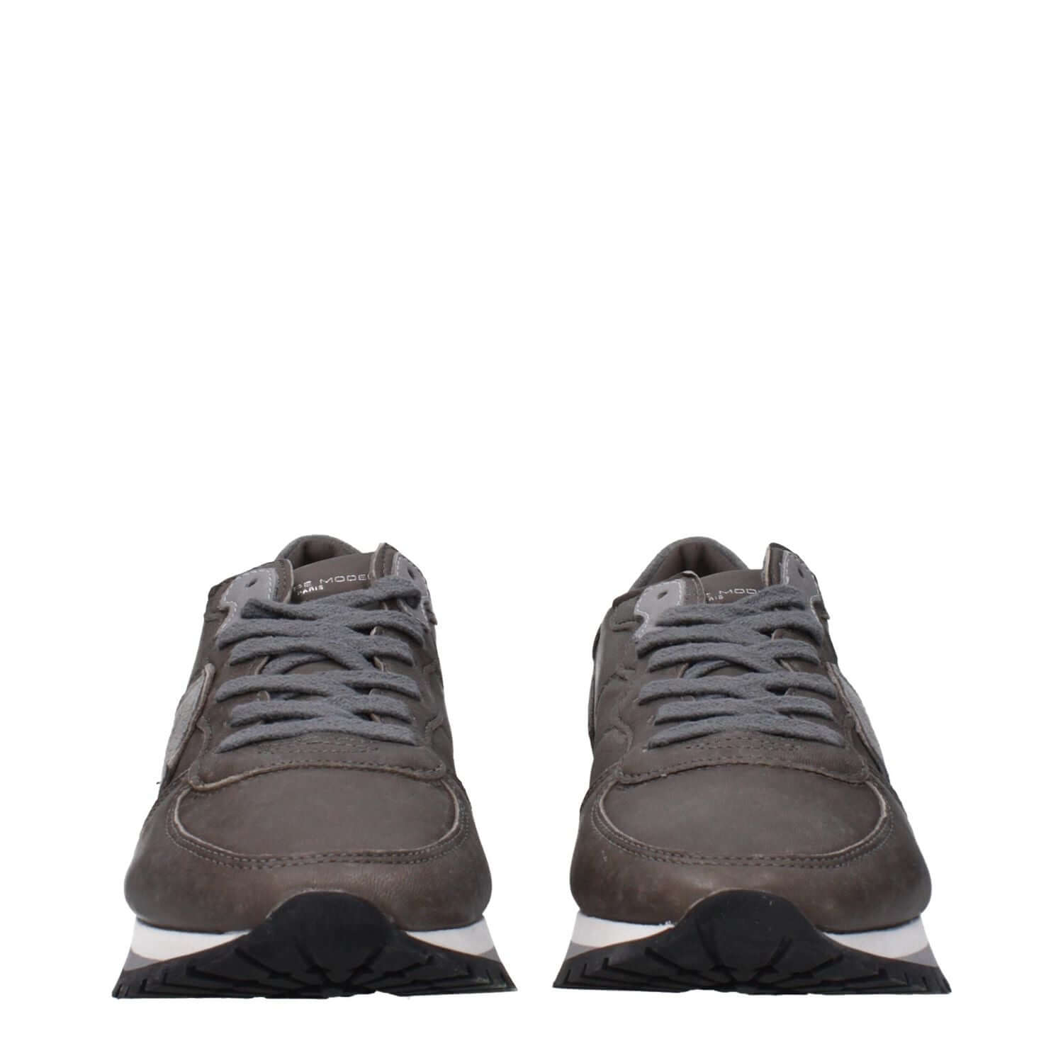 Philippe Model Gray Leather Sneakers