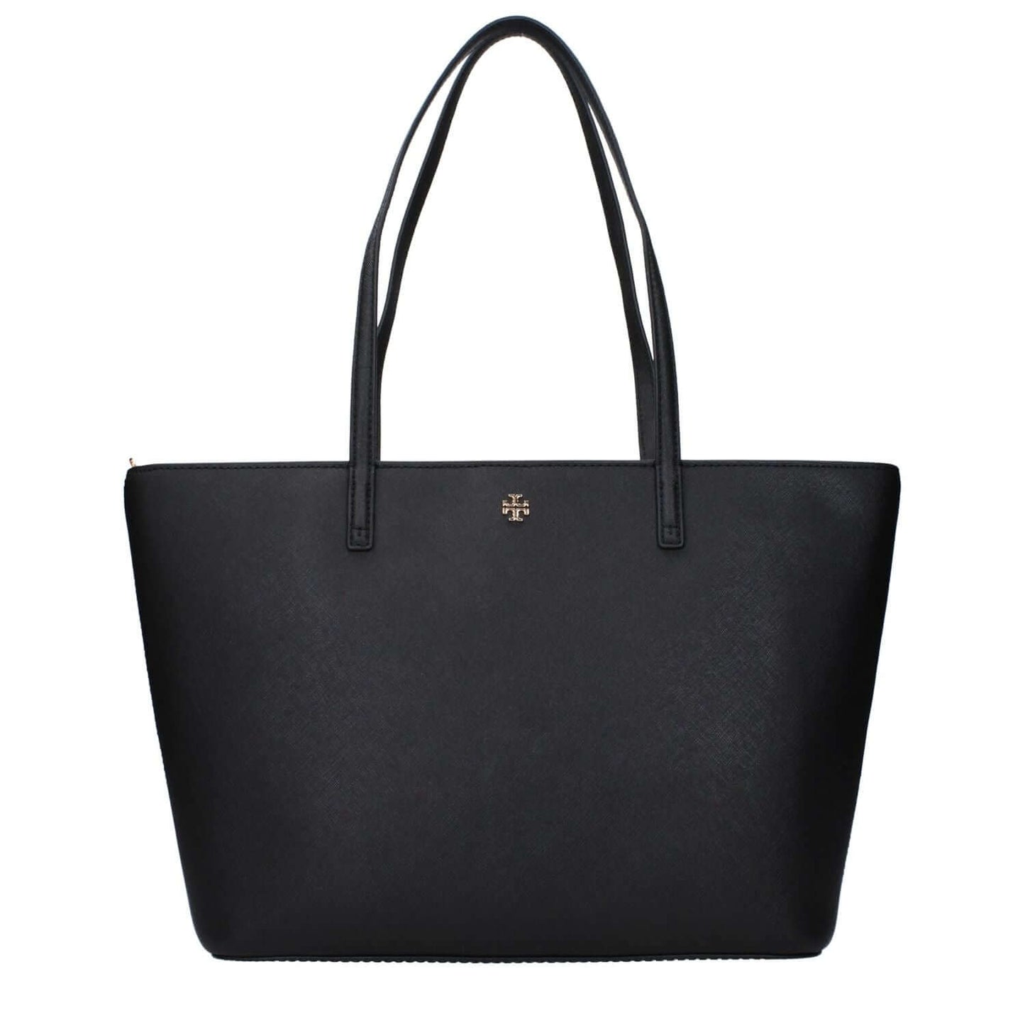 Tory Burch Black Leather Shoulder Bag with front logo and adjustable, removable strap, MPN 159586001, code F83365