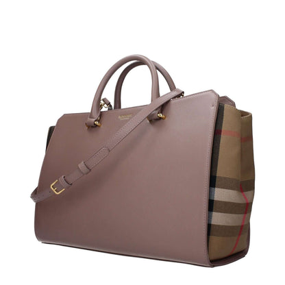 Burberry Gray Leather Handbag with adjustable removable shoulder strap and front logo design.