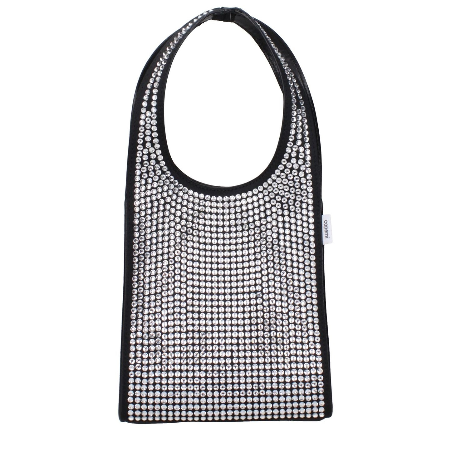 Coperni Black Fabric Handbag with rhinestone details and removable shoulder strap, MPN COPBA59455BLACK, fabric code F83644.