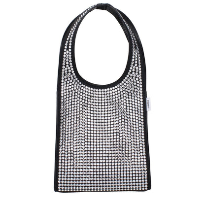 Coperni Black Fabric Handbag with rhinestone details and removable shoulder strap, MPN COPBA59455BLACK, fabric code F83644.