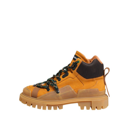 Dolce & Gabbana Orange Lace Up Trekking Ankle Boots Shoes