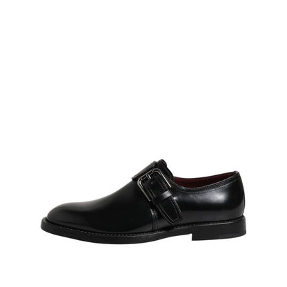 Dolce & Gabbana Black Leather Monk Strap Derby Formal Shoes