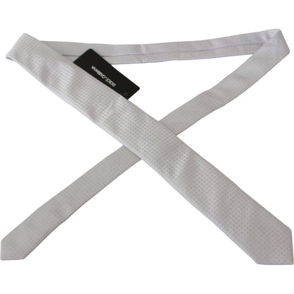 Dolce & Gabbana White Patterned Classic Mens Slim Necktie Tie Necktie