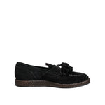 Dolce & Gabbana Black Suede Tassel Embellished Loafers Shoes