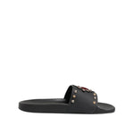Dolce & Gabbana Black Rubber Sacred Heart Slides Men Beachwear Shoes