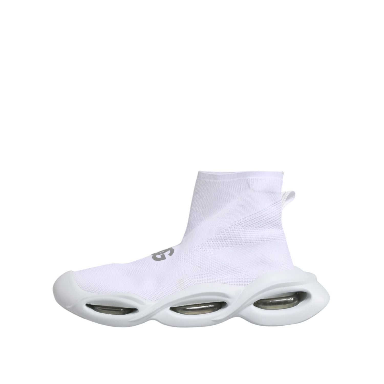 Dolce & Gabbana White Silver Slip On Wave Socks Sneakers Shoes