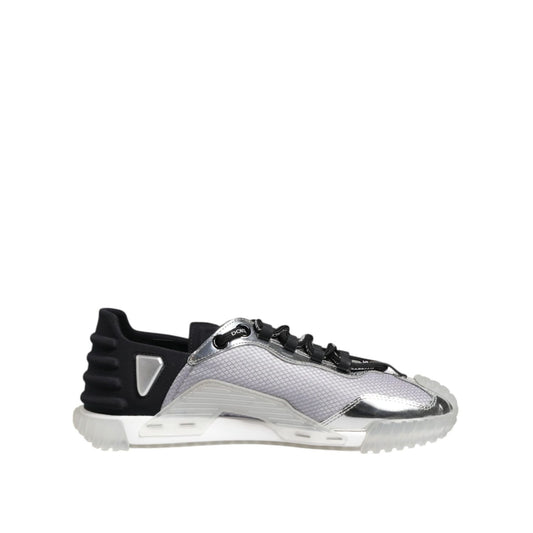 Dolce & Gabbana Silver Black Nylon NS1 Low Top Men Sneakers Shoes
