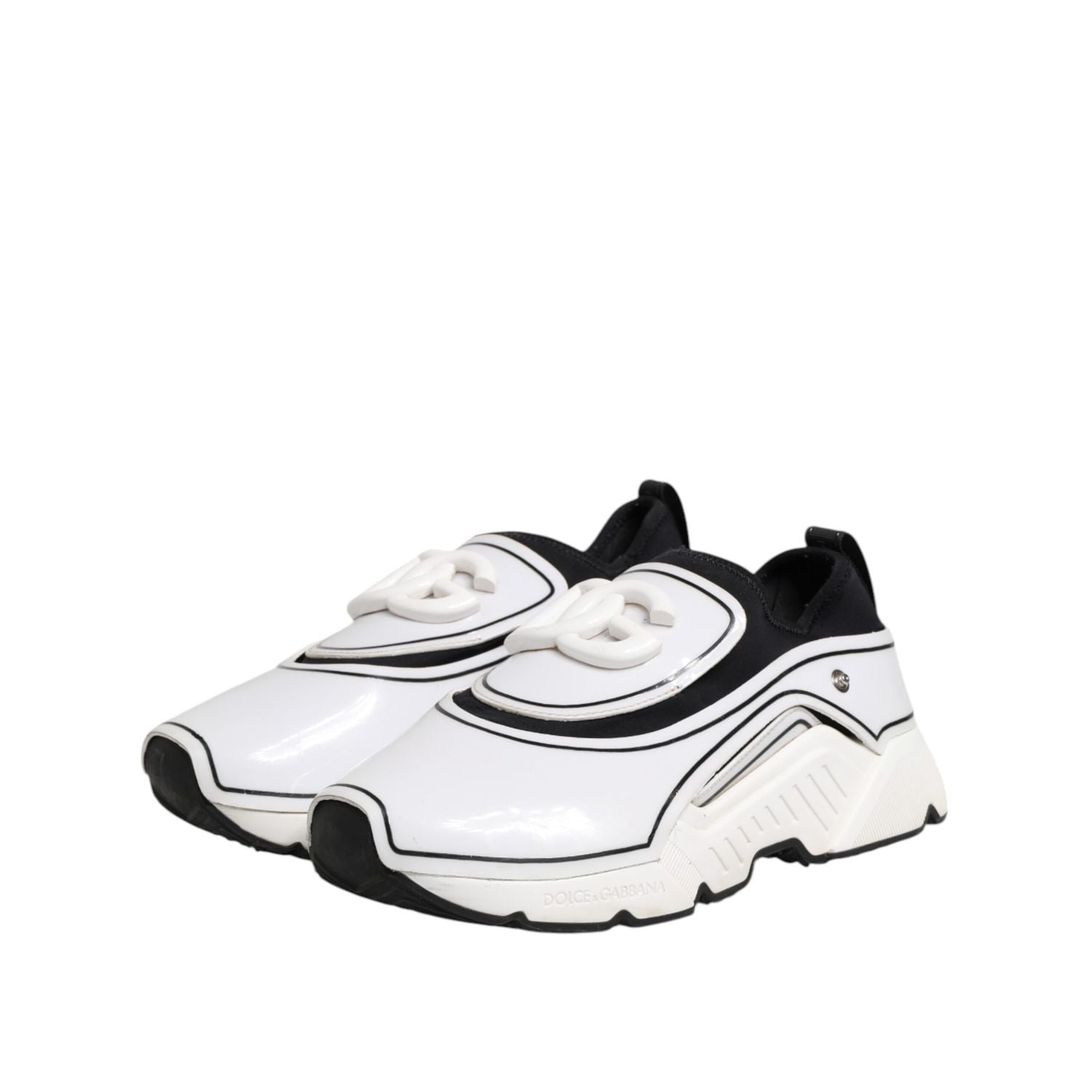 Dolce & Gabbana White Black Logo Plaque Daymaster Men Sneakers Shoes