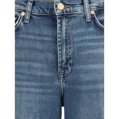 7FOR Blue Cotton Flared Jeans