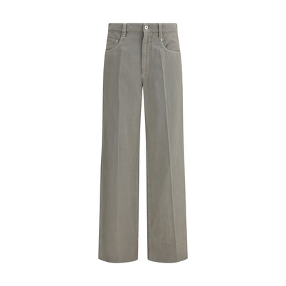 Brunello Cucinelli Bicolor Cotton Relaxed Fit Jeans with wide-leg design and jewel-embellished belt loops.
