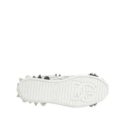 Dolce & Gabbana Black White Studded Low Top Sneakers Shoes
