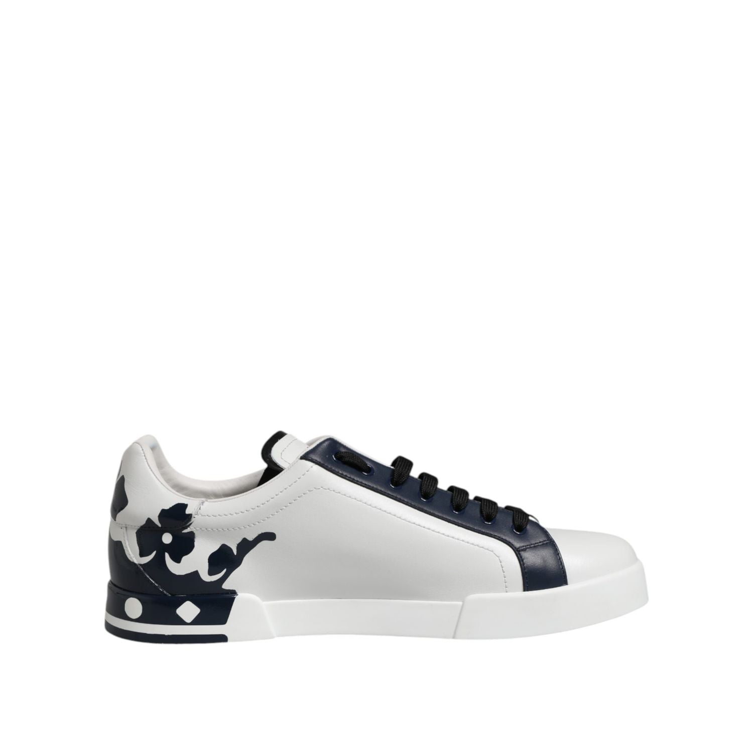 Dolce & Gabbana White Blue Crown Low Top Sneakers Shoes