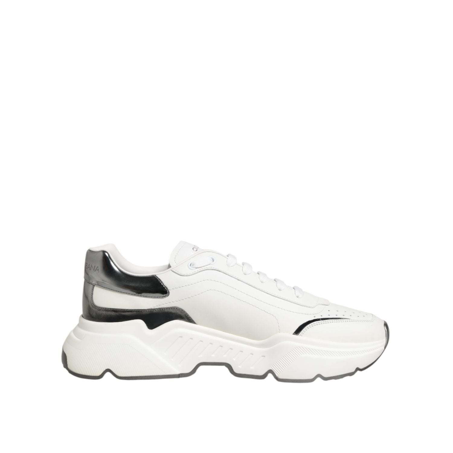 Dolce & Gabbana White Silver DAYMASTER Leather Sneakers Shoes