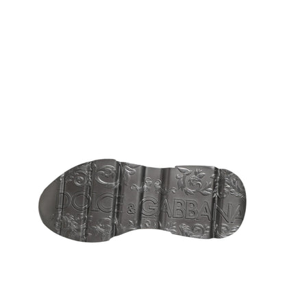 Dolce & Gabbana White Silver DAYMASTER Leather Sneakers Shoes