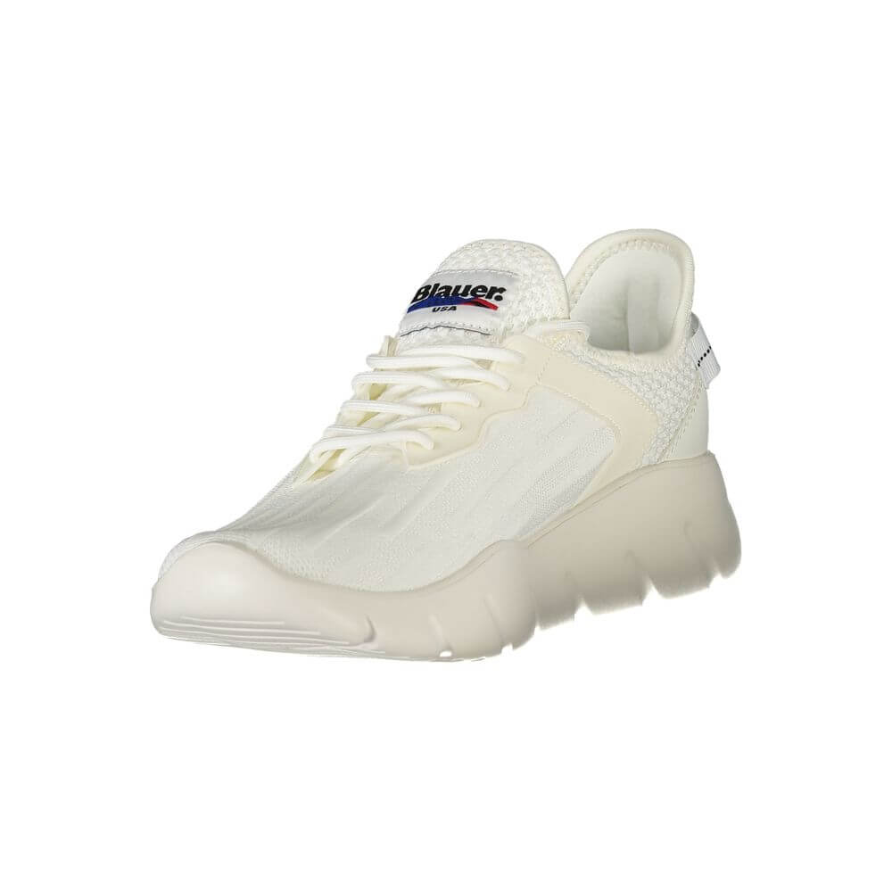 Blauer White Polyester Men Sneaker with logo and urban design.