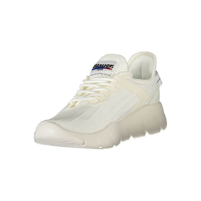 Blauer White Polyester Men Sneaker with logo and urban design.