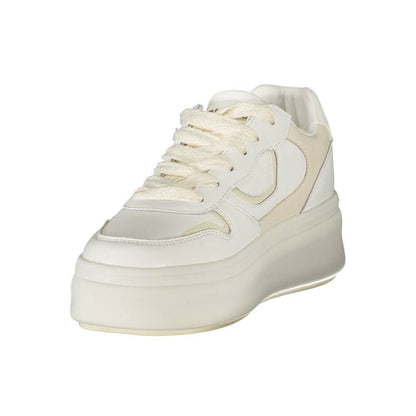 Blauer White Leather Women Sneaker with contrasting details, removable insole, and second set of laces for customizable style.