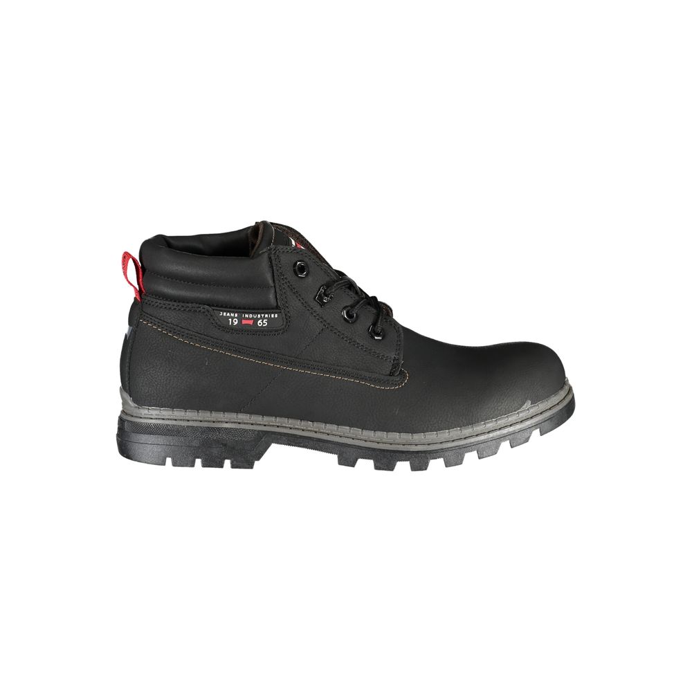 Carrera Black Polyester Ankle boot with laces, contrast details, and logo, showcasing style and durability.