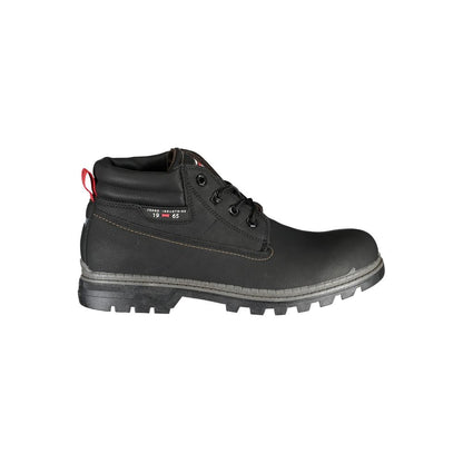 Carrera Black Polyester Ankle boot with laces, contrast details, and logo, showcasing style and durability.