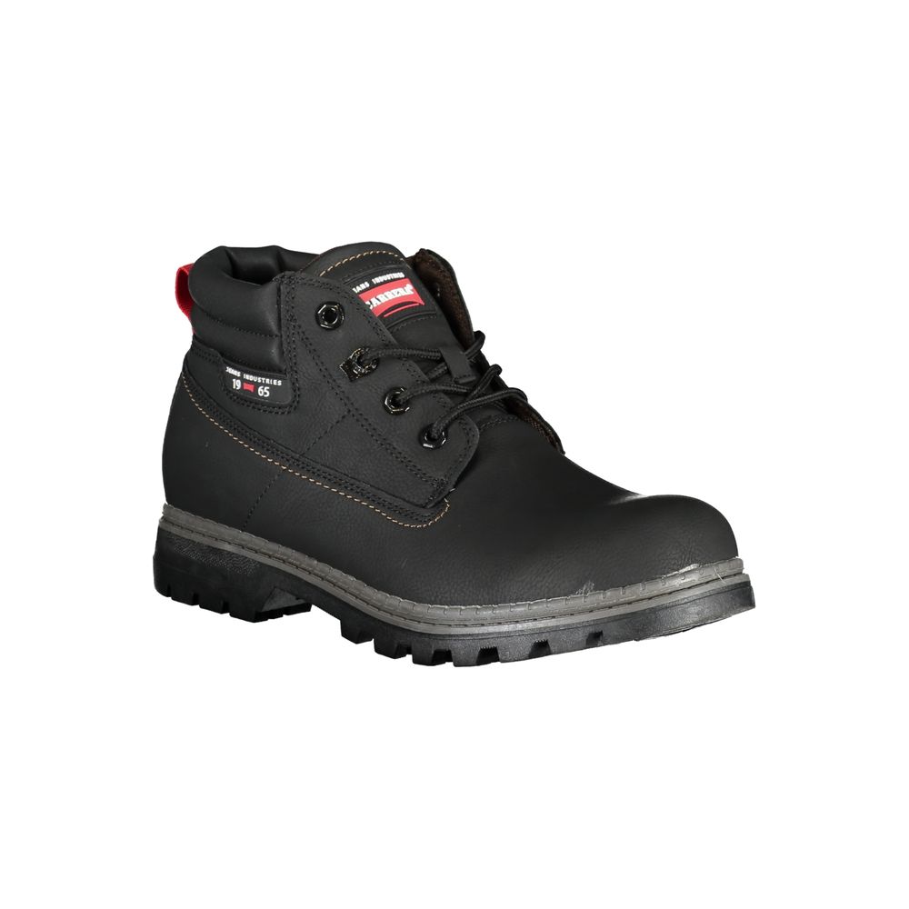Carrera Black Polyester Ankle boot with laces and contrast details, featuring a logo.