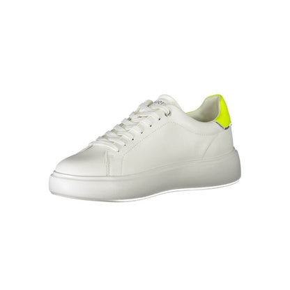 Blauer White Polyester Sneaker with laces, contrast details, logo application, sports footwear design.
