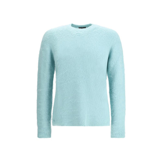 Roberto Collina Green Cotton Sweatshirt with ribbed crew neck, regular fit for stylish winter looks.