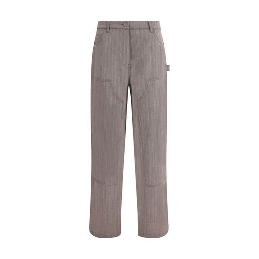 Golden Goose Brown Fleece Wool Casual Pants with utility pockets and belt loops, crafted from premium virgin wool for AW25.