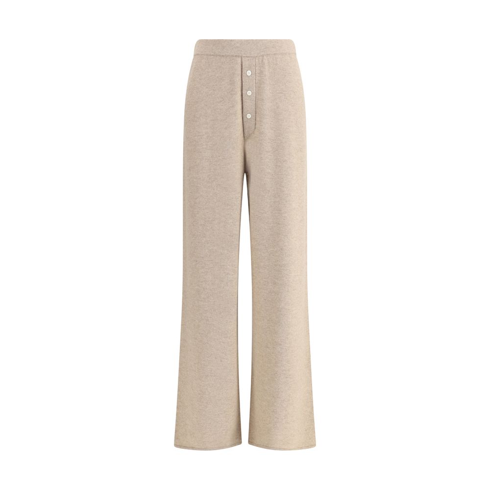 Guest in Residence Beige Cashmere Casual Pants with straight leg and button detail, offering luxurious comfort and timeless style.