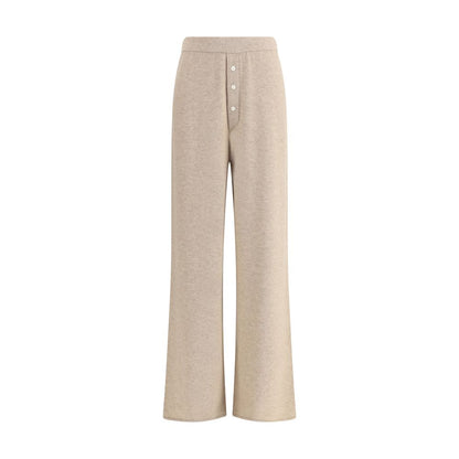 Guest in Residence Beige Cashmere Casual Pants with straight leg and button detail, offering luxurious comfort and timeless style.