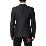 Dolce & Gabbana Dark Gray Bee Embroidery Wool Coat Blazer