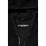 Dolce & Gabbana Black Sleeveless Hooded Logo Plaque Jacket