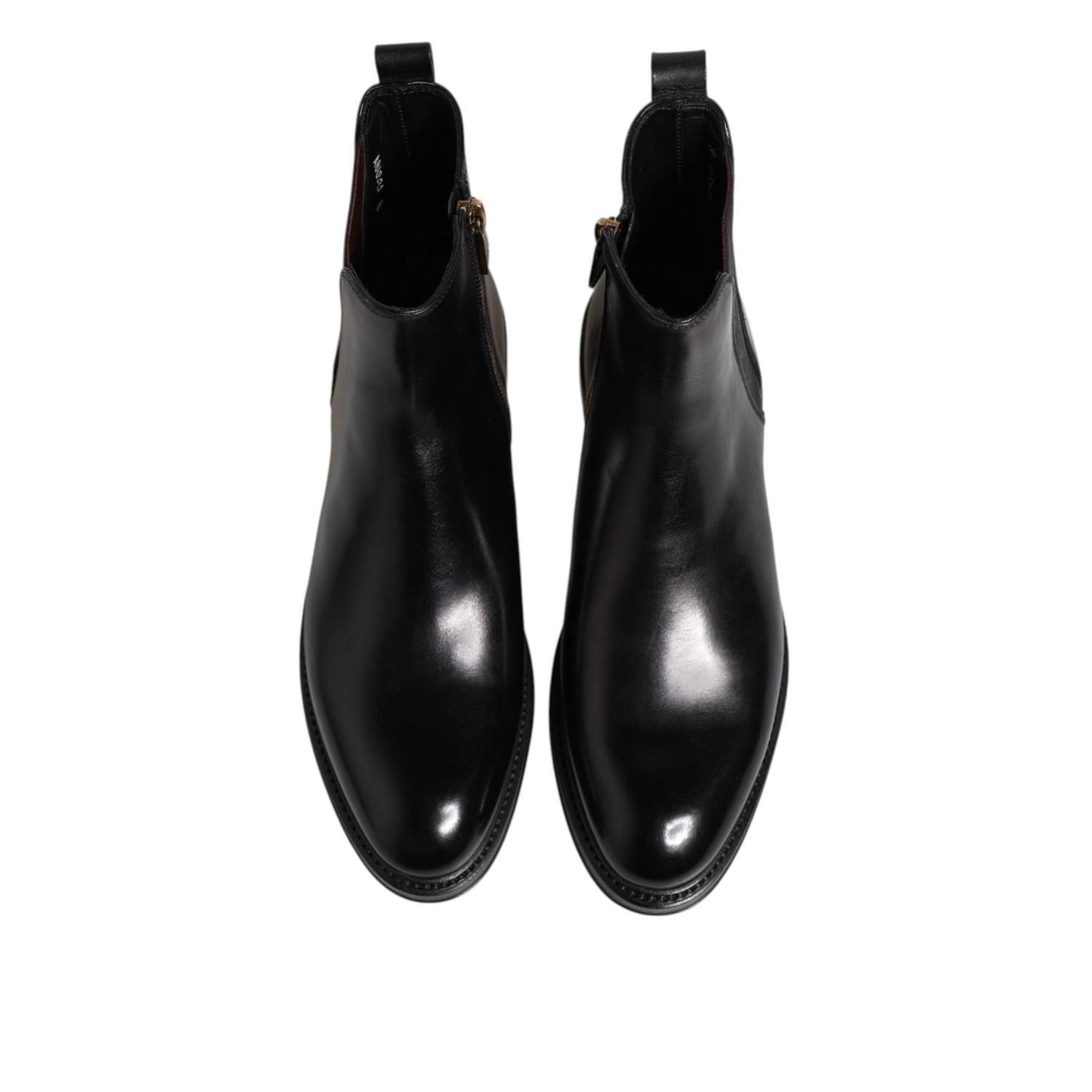 Dolce & Gabbana Black Chelsea Leather Mid Calf Boots Shoes