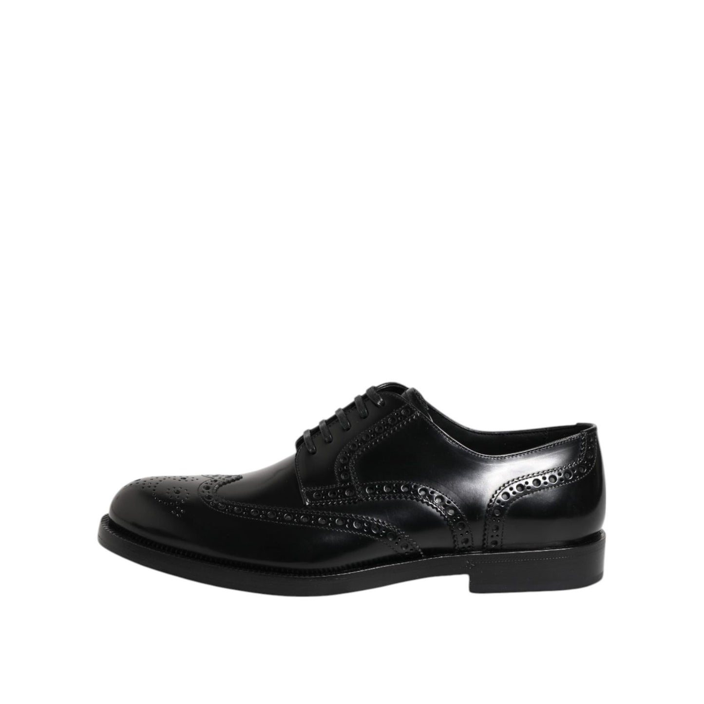 Dolce & Gabbana Black Leather Derby Wingtip Formal Shoes