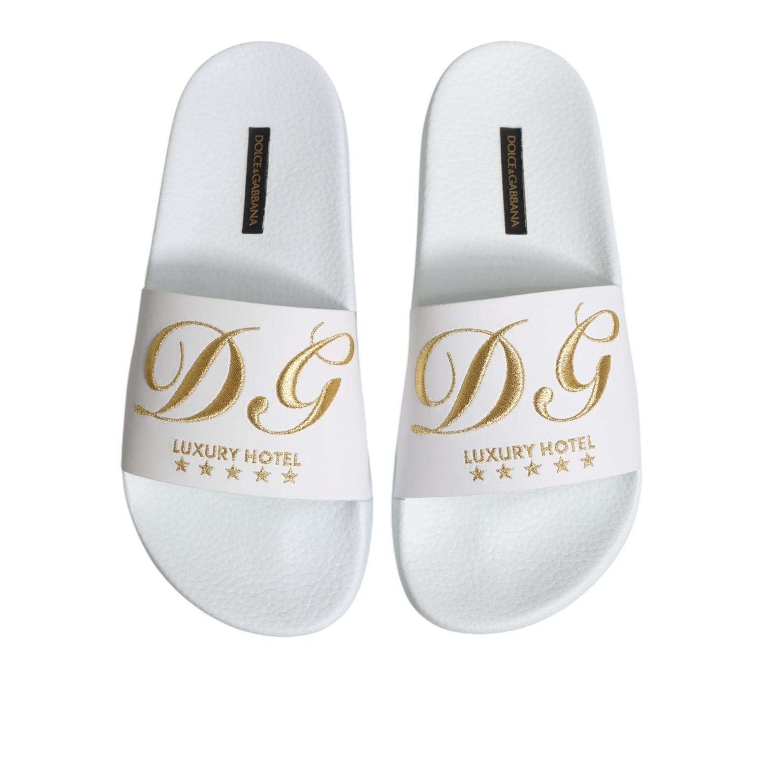 Dolce & Gabbana White Leather Slides Sandals Beachwear Shoes