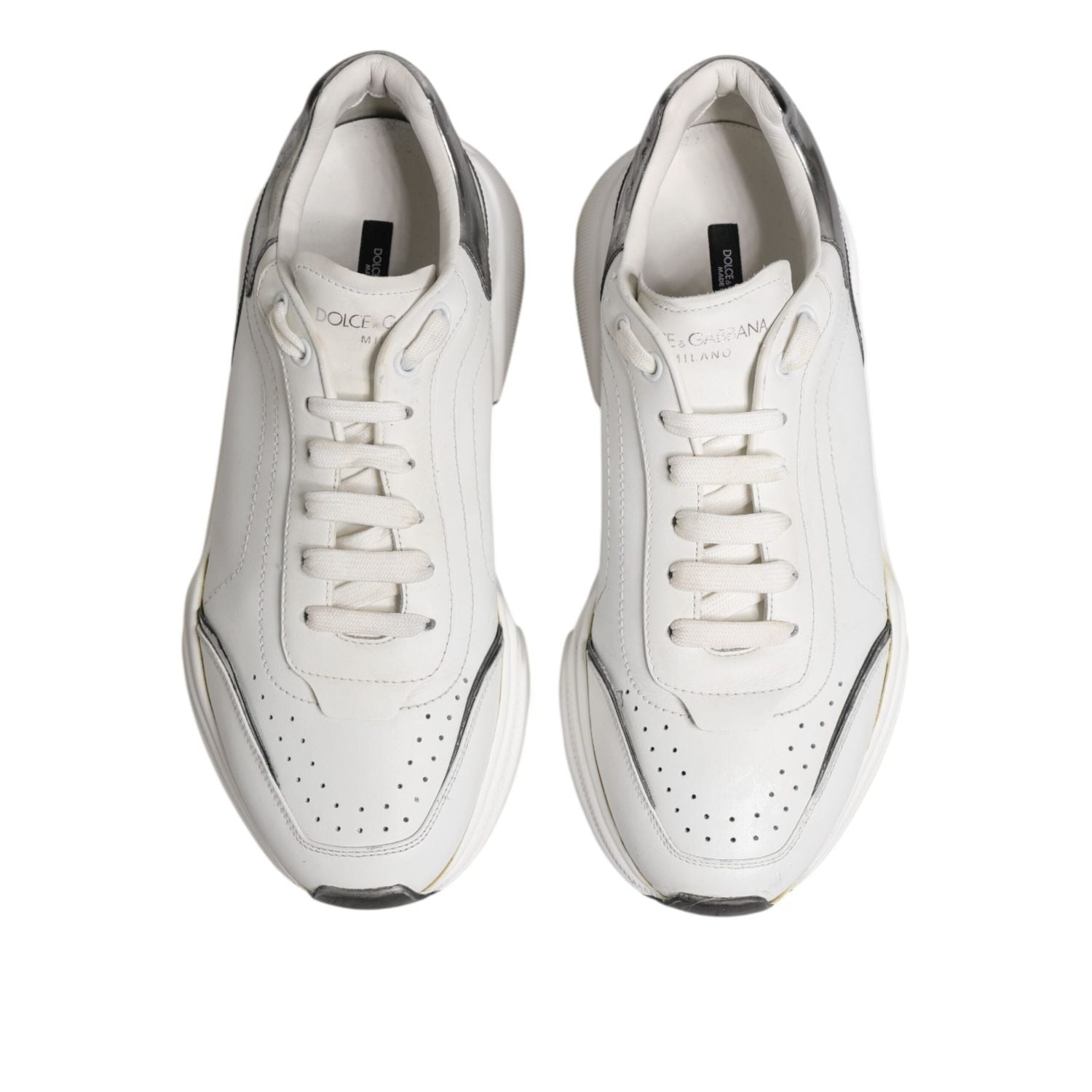 Dolce & Gabbana White Daymaster Leather Low Top Sneakers Shoes