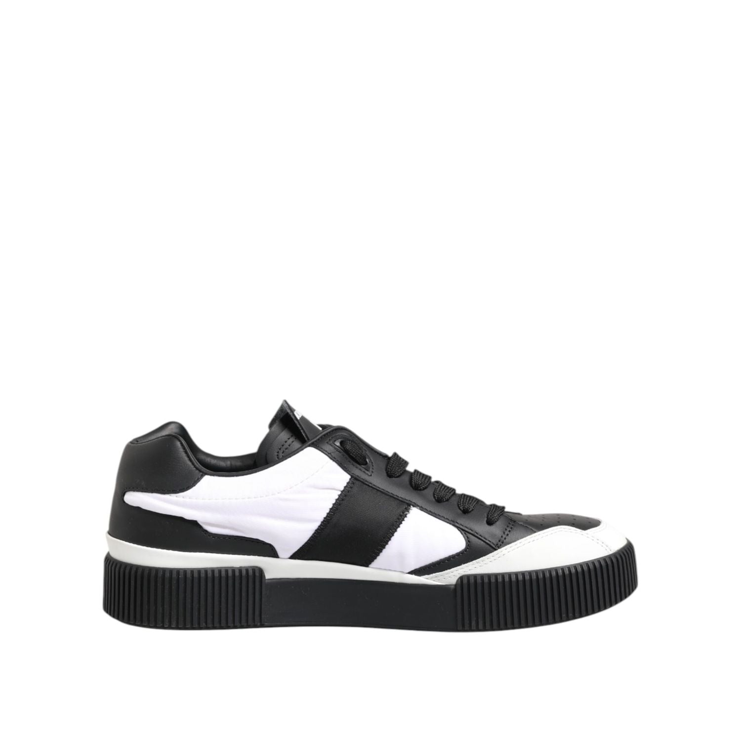 Dolce & Gabbana Black White Leather MIAMI Low Top Sneakers Shoes