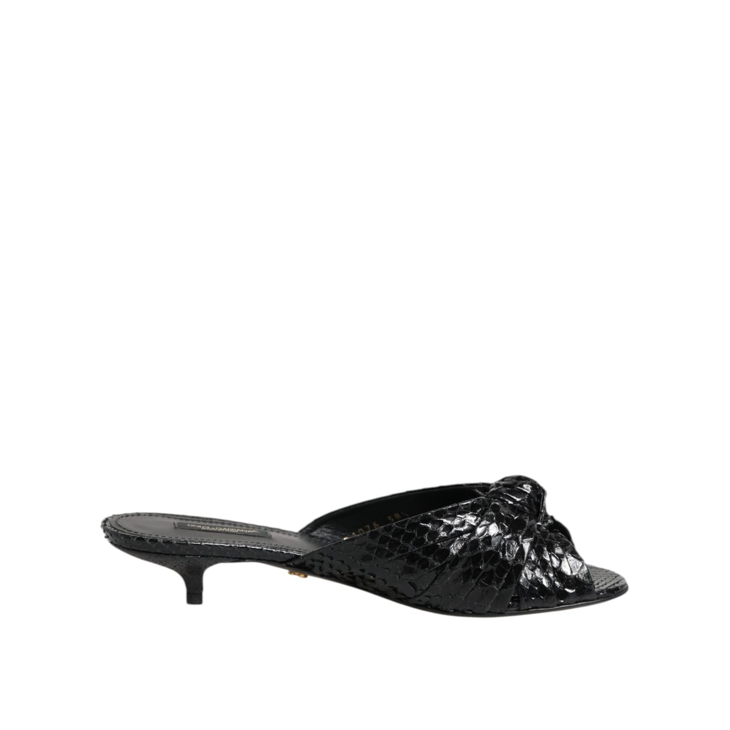 Dolce & Gabbana Black Leather Heels Slides Sandals Shoes