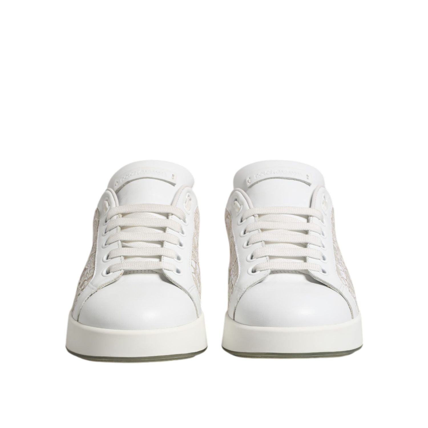 Dolce & Gabbana White Lace Leather Low Top Sneaker Shoes